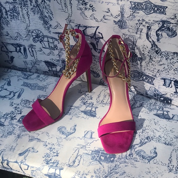 GUC with box Jlo 10M Malika heel hot pink with chains and strap - Picture 3 of 10